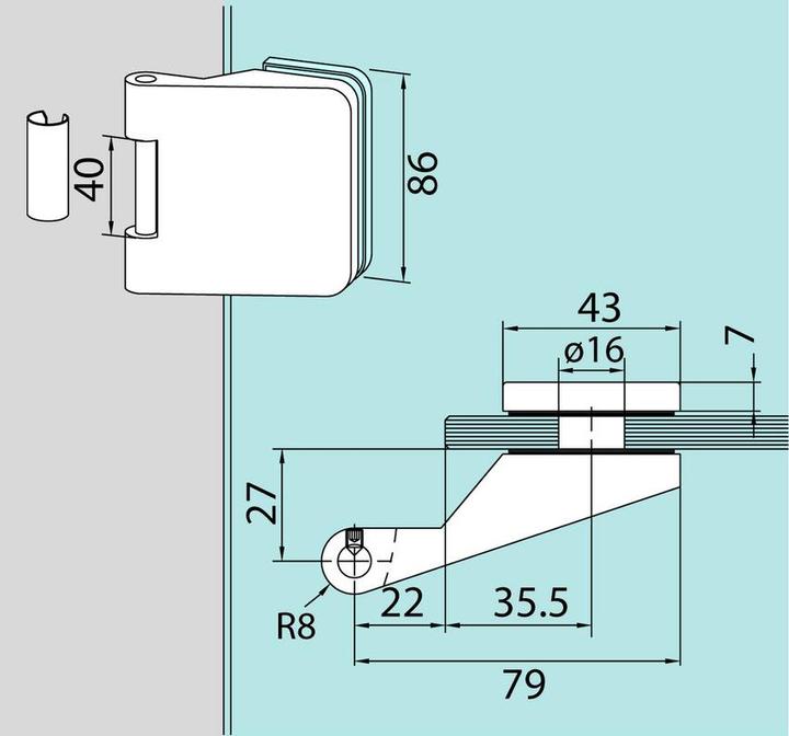 Actual product image Dormakaba Glass door hinge Junior Office