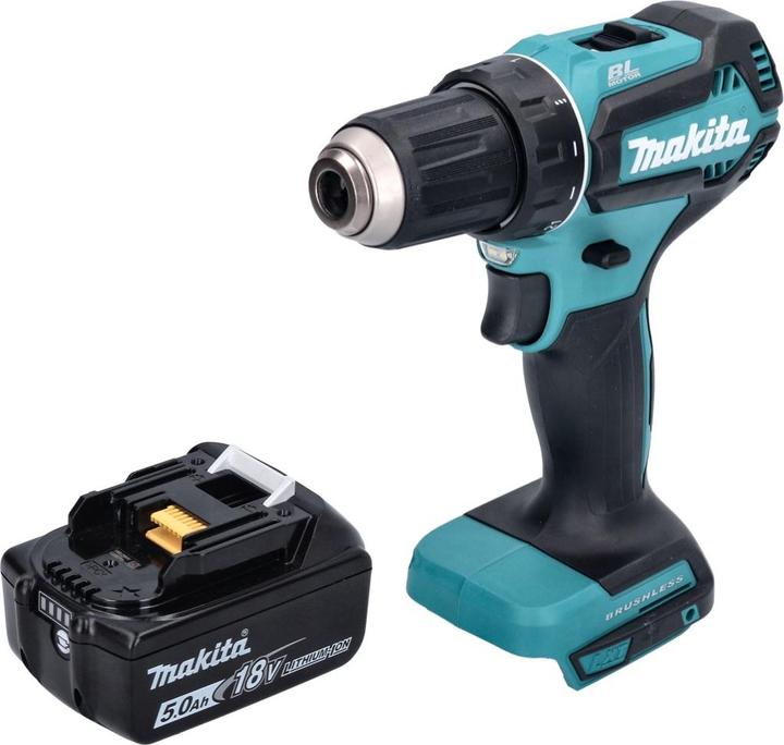 Actual product image Makita DDF 485 T1 cordless drill driver 18 V 50 Nm Brushless + 1x battery 5.0 Ah - without charger (Rechargeable battery operated)