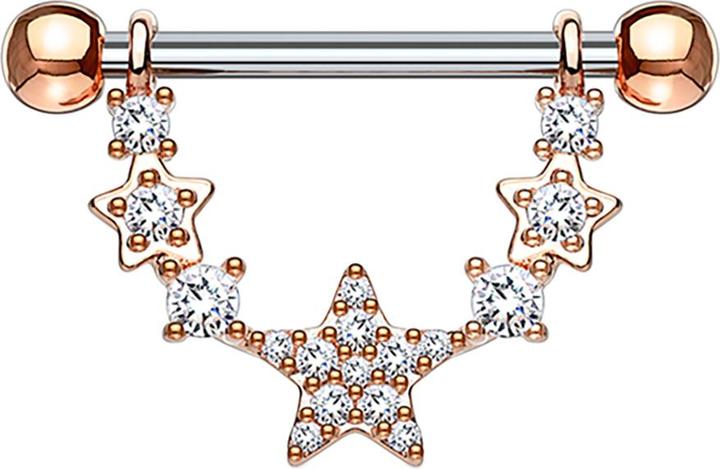 Immagine prodotto Star Piercing Barbell rosegold Stern halbbogen mit Kristall (Acciaio chirurgico 316L)
