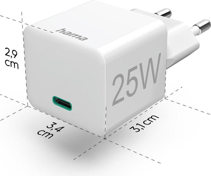 Immagine prodotto Hama Mini caricatore, Power Delivery (PD)/Qualcomm®, 25 Watt, bianco (25 W)