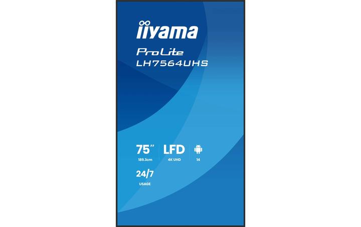 Produktbild iiyama 189.3cm(75") LH7564UHS-B1AG 16:9 2xHDMI+USB-C (Speditionsversand) (3840 x 2160 Pixel, 75")