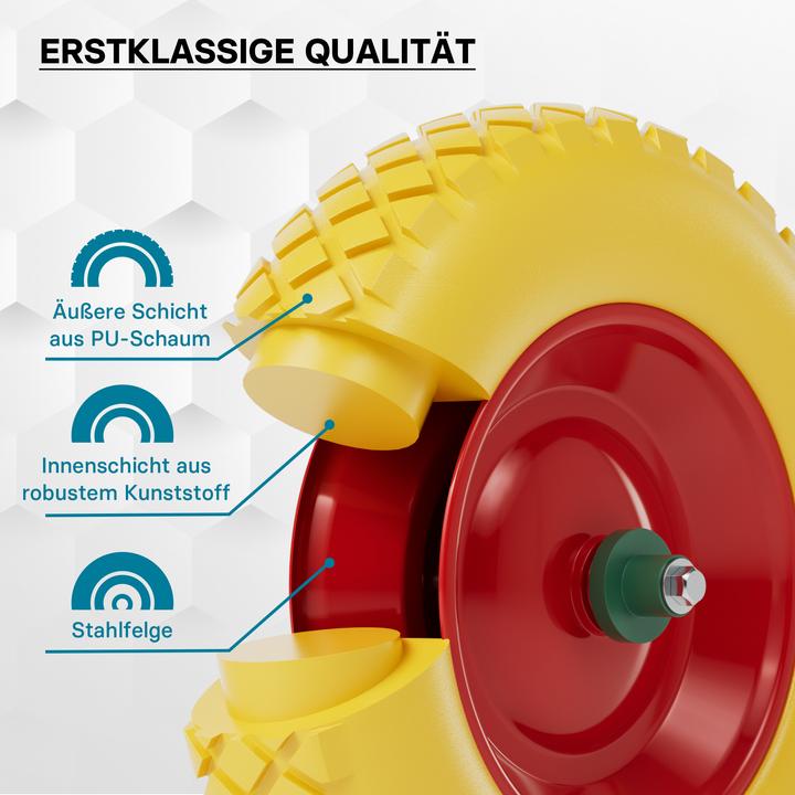 Produktbild Wiltec Schubkarren PU Rad 4.00-8 160kg Vollgummi Polyurethan Reifen pannensicher