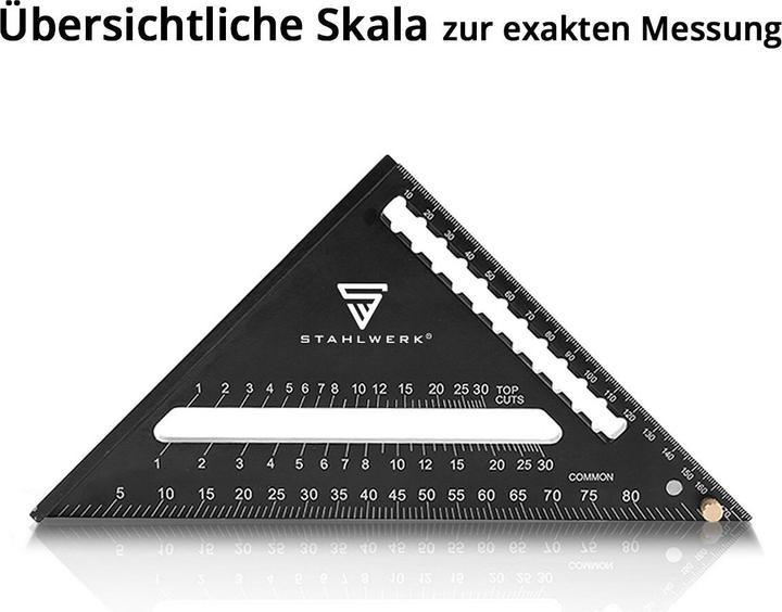 Produktbild Stahlwerk Winkeldreieck mit Anschlag Aluminium-Winkelmesser Zimmermannswinkel