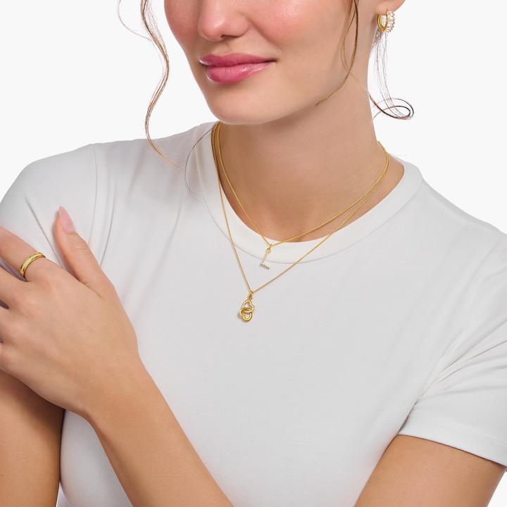 Actual product image Thomas Sabo Gold-plated chain with intertwined hearts pendant (Zirconia, 38 - 45 cm)