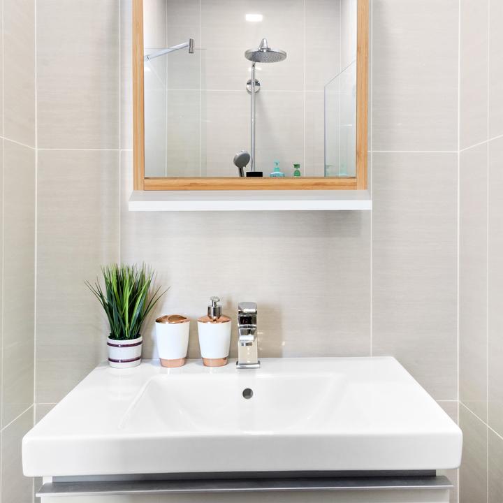 Actual product image Relaxdays Wall-Mounted Mirror with Shelf (38 x 12 x 54.5 cm)