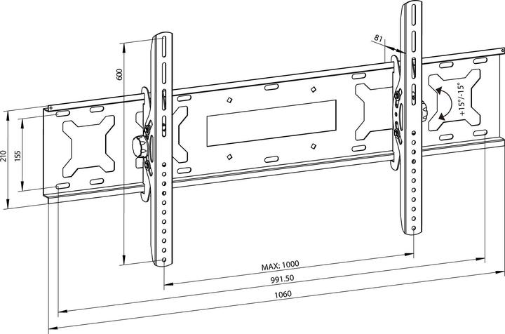 Actual product image Montiss Uchwyt TV "MONTE VISO" MT076 60"-105" 120 kg "BIG SCREEN TV" (Wall, 105", 120 kg)