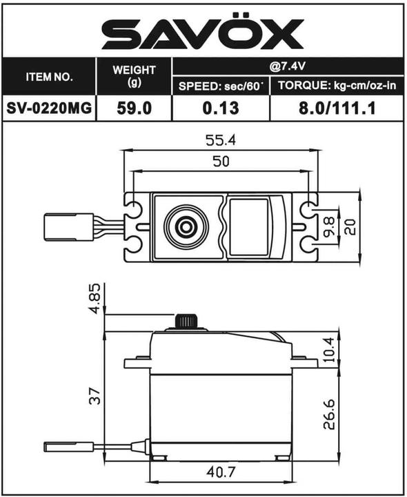 Immagine prodotto Savöx Servo SV-0220MG digitale