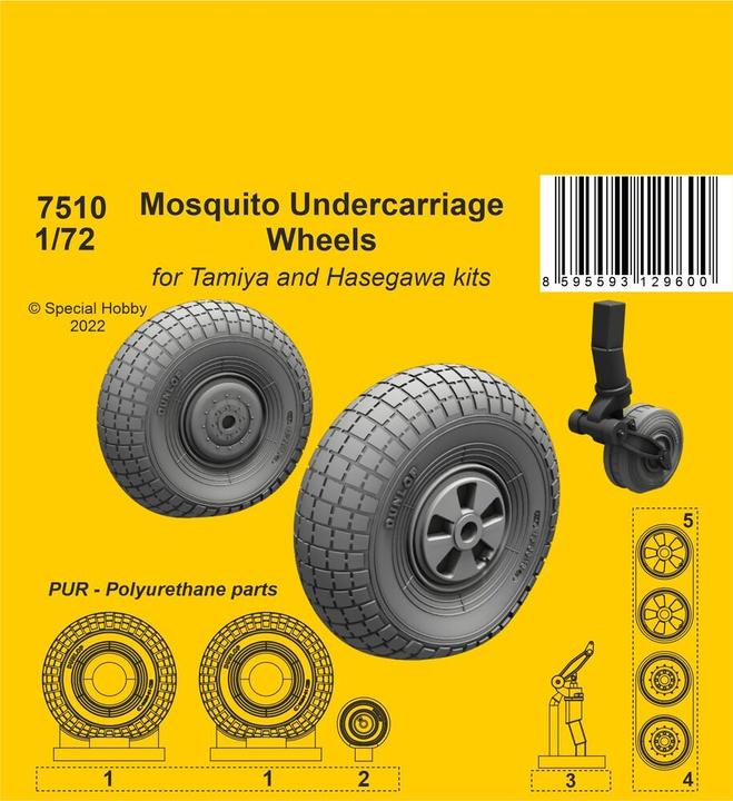 Produktbild CMK Mosquito Undercarriage Wheels / for 1/72 Tamiya and Hasegawa kits