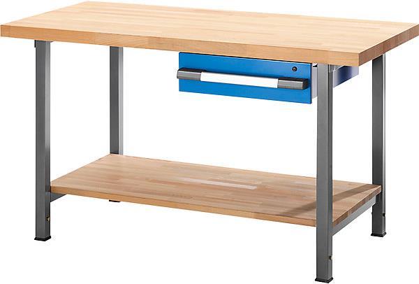 Image du produit eurokraft pro Table de travail, réglable en hauteur, avec plateau en hêtre massif (125 cm, 70 cm)