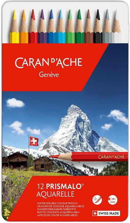 Caran d'Ache Prismalo Aquarelle Metallschachtel (Mehrfarbig, 12 x)