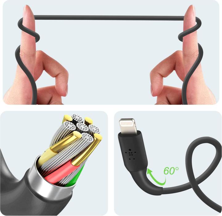 Actual product image Belkin BOOST CHARGE LIGHTNING TO USB-A CABLE, 2M, Black (2 m, USB 2.0)
