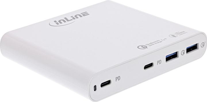 Produktbild InLine USB Netzteil, GaN Ladegerät, 4-Port, Dual USB-C + Dual USB-A, 120W, weiss (120 W)