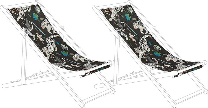 Actual product image Beliani Fabric cover set of 2 for garden loungers ANZIO / AVELLINO leopard print black (44 cm)