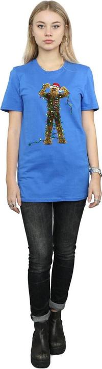 Actual product image Star Wars Womens/Ladies Chewbacca Christmas Lights Cotton Boyfriend T-Shirt (L)
