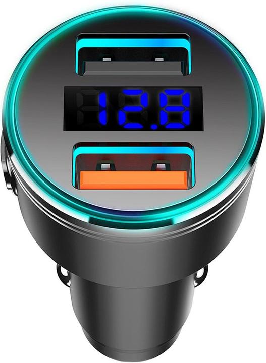 Actual product image Maclean MCE375 dual car charger with display cigarette lighter socket Aluminum voltmeter USB 1 x QC 3.0, USB