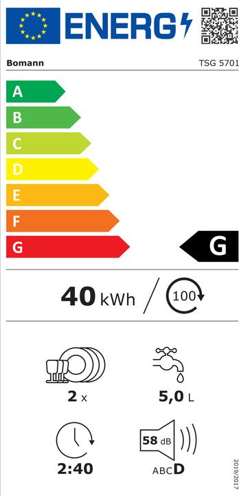 Label énergétique Bomann TSG 5701 blanc