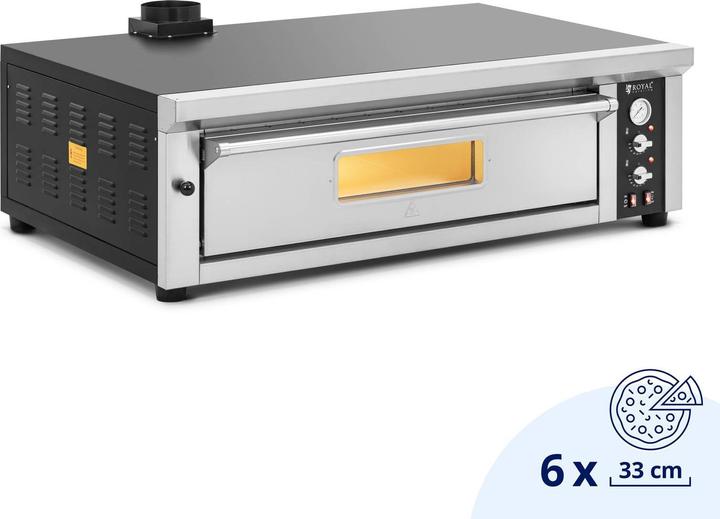 Royal Catering Elektro-Pizzaofen 1 Backkammer 450 °C Ober-/ Unterhitze für 6 Pizzas mit Ø 33 cm (Pizzaofen Elektro)