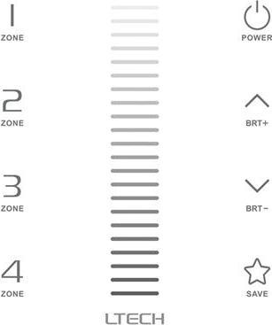 Image du produit Ltech Système Multizone - Panneau Tactile 1 Canal Dimmer - Dmx / Rf - 4 Zones