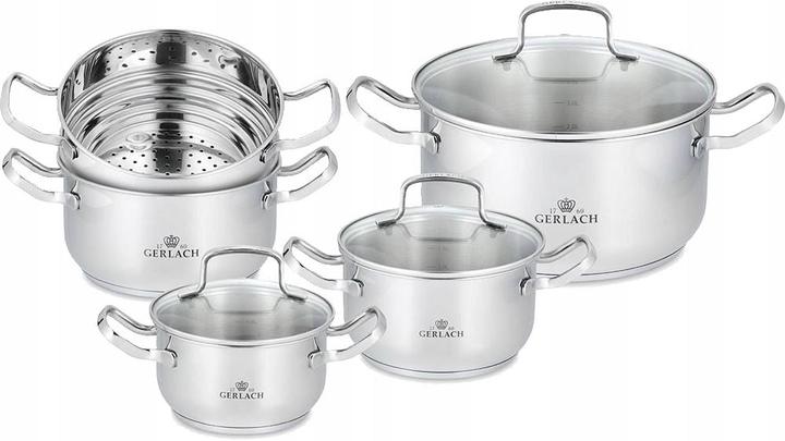 Gerlach Pot Simple 9 pc (24 cm, Pan set + pot set, Stainless steel)
