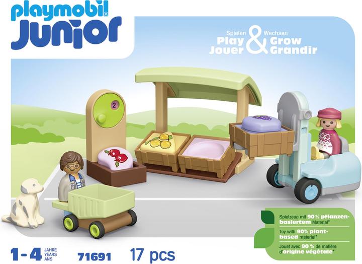 Immagine prodotto Playmobil 71691 Playm. 1.2.3: Bancarella e carrello elevatore per mercato biologico (71691)