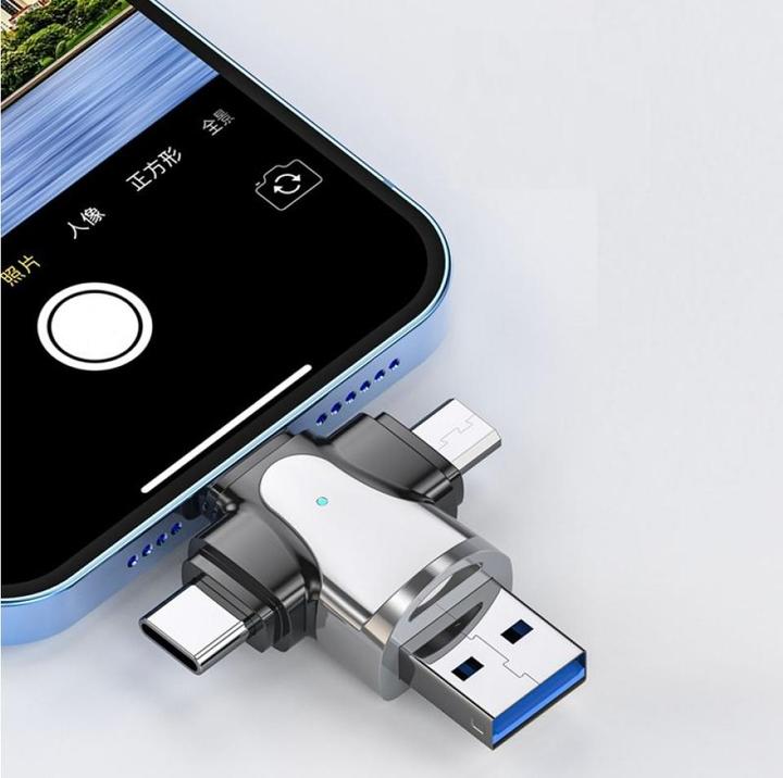 Image du produit PowerGuard Adaptateur 4 en 1 USB-C Lightning MicroUSB & MicroSD Card Reader (USB Type C, Lightning, Micro USB)
