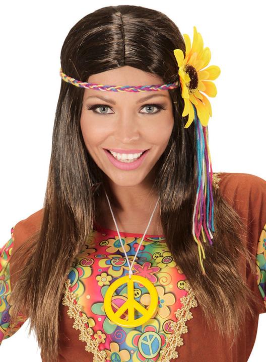Immagine prodotto Widmann Parrucca hippie marrone per donna con fascia a fiori (Taglia unica)