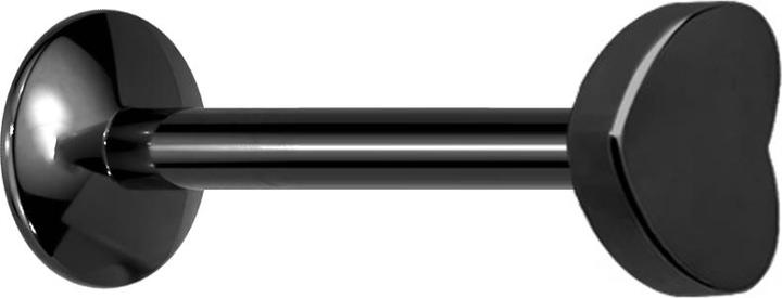 Produktbild Star Piercing Micro UFO Labret Innengewinde schwarz mit Herz (ohne Messing, Chirurgenstahl 316L)