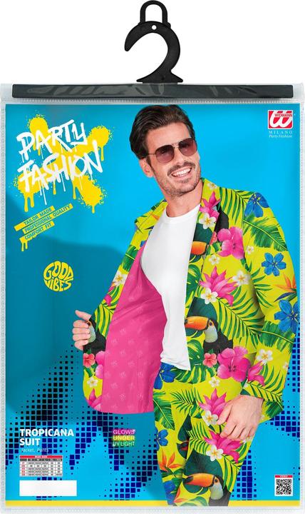 Produktbild Widmann Party Fashion Anzug mit Neon Tropen Muster Jackett & Hose (XL)