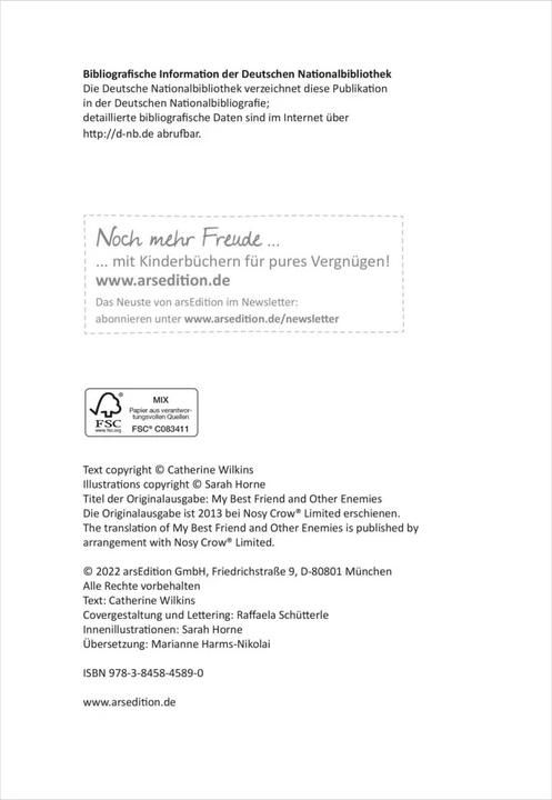 Actual product image Meine schrecklich beste Freundin und andere Katastrophen (Meine schrecklich beste Freundin 1) (German, Marianne Harms-Nicolai, Catherine Wilkins, 2022)