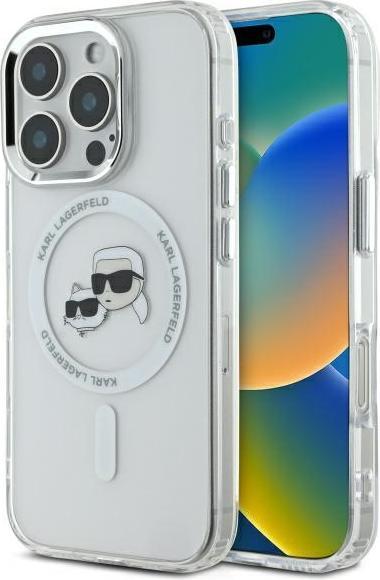Immagine prodotto Karl Lagerfeld KLHMP16LHLSKCH iPhone 16 Pro 6,3" biały/bianco custodia rigida IML Metal Karl&Choupette Head (Apple iPhone 16 Pro)