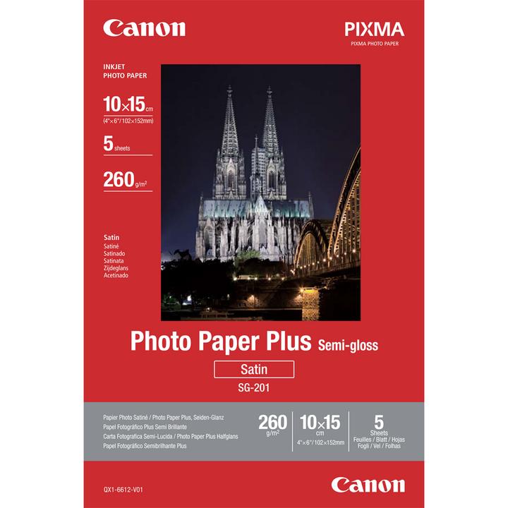 Actual product image Canon SG-201, Photo Paper Semi Gloss, 5 sheets (260 g/m², 10 x 15 cm, 5 x)