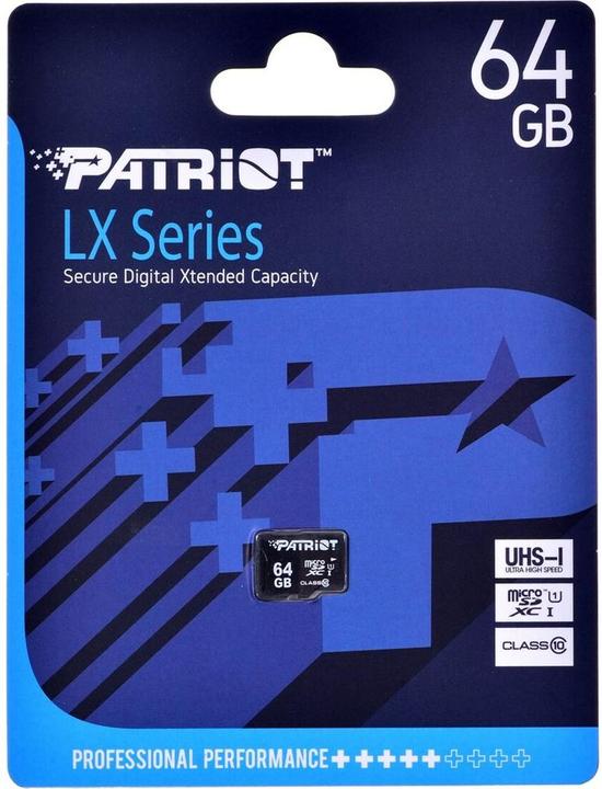 Produktbild Patriot MicroSDXC UHS-I Klasse 10 (64 GB, microSDXC, U1, UHS-I)