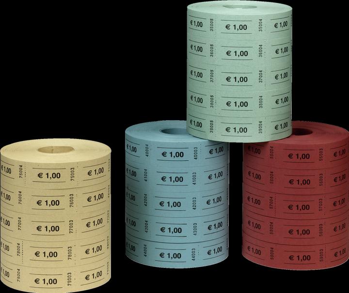 Actual product image Herlitz Tokens 1 Euro, 1,000 tear-offs per roll, consecutively numbered, 30 x 55 mm, assorted in the