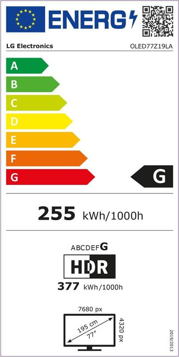 Energie-Label LG OLED77A19 (77", OLED, 4K, 2021)