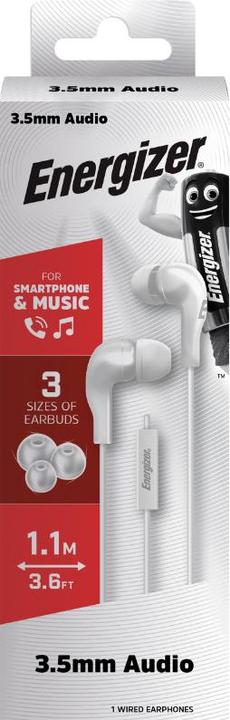 Produktbild Energizer Kabelgebundene Kopfhörer - CIA5 - Klinke / Aux 3.5 mm, weiss (Kabelgebunden)