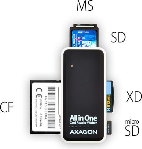 Produktbild Axagon CRE-X1 - CF - CF Typ II - MMC - MMC Mobile - MMCmicro - MS Duo - MS PRO - Speich (USB 2.0)