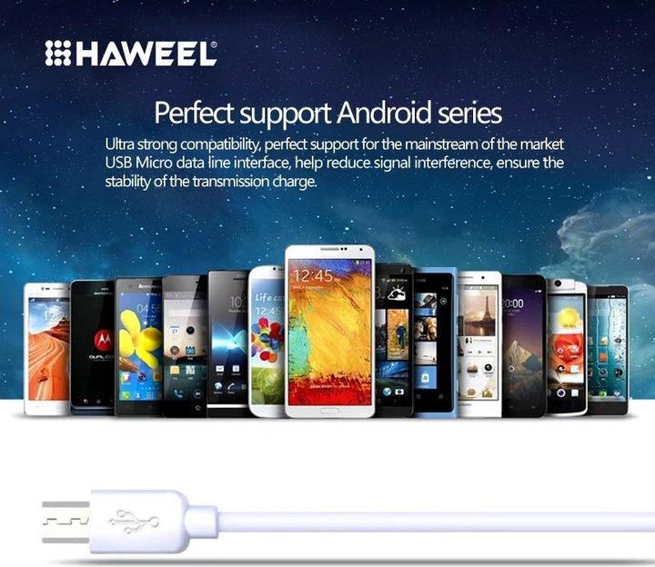 Produktbild Haweel Ladekabel Samsung Länge: 2m mit micro USB Anschluss, Weiss (2 m, USB 3.0)
