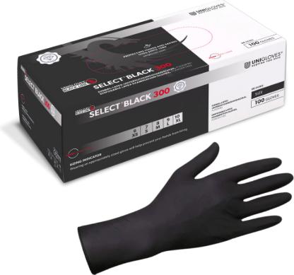 Unigloves SELECT BLACK 300 extra lange Latexhandschuhe
