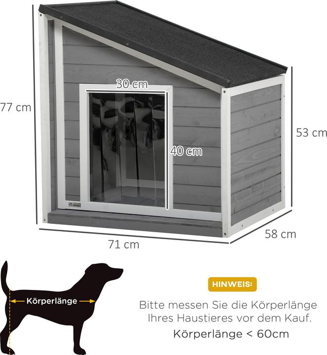 Immagine prodotto PawHut Cuccia per cani con tetto in asfalto a falde apribili (Cuccia per cani)