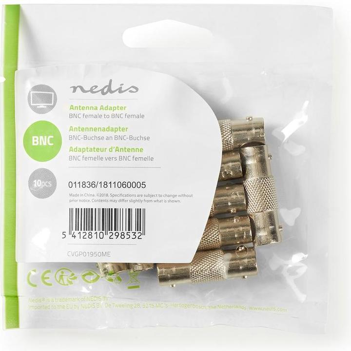 Actual product image Nedis BNC antenna adapter BNC socket 10 pieces
