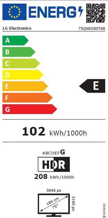 Energie-Label LG 75QNED80T6A (75", QNED80, QNED, 4K, 2024)