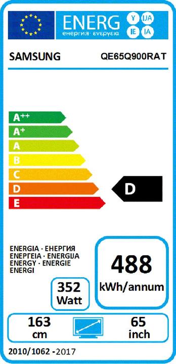 Label énergétique Samsung QE65Q900R (65", LCD, 8K, 2018)