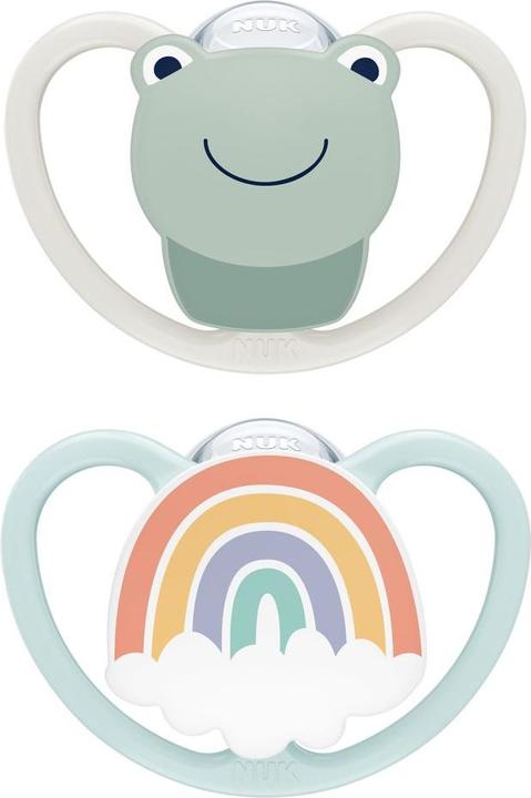 Produktbild NUK Schnuller Schnuller 2er Pack Space - Silikon 0-6 M - Frosch / (2 x, bis 6 Monate)
