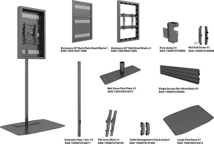 Actual product image Multibrackets Stele ohne Monitor, Portrait, schwarz, 32"/9894