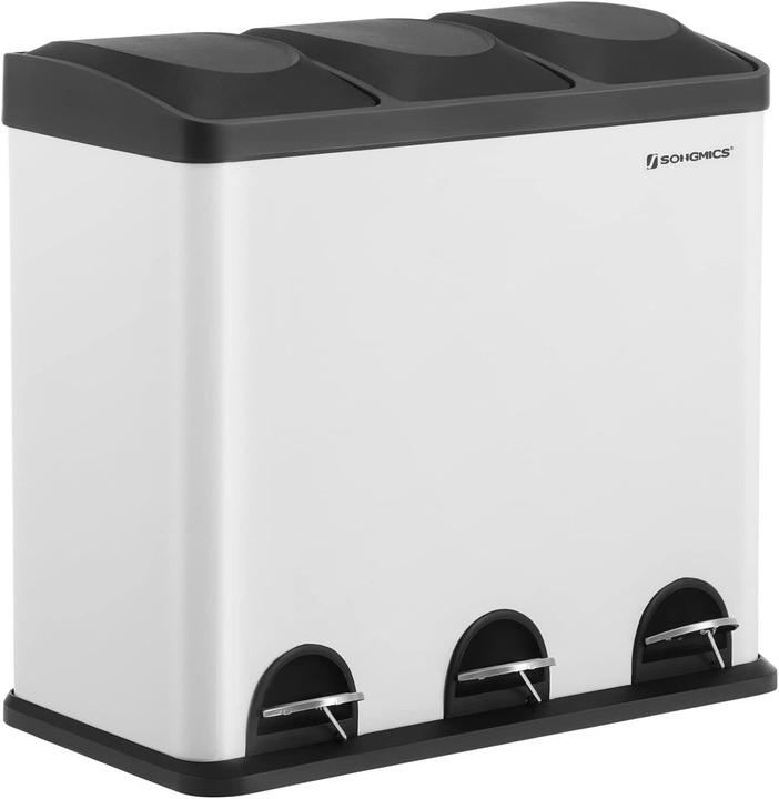 Produktbild Songmics Mülleimer 54 Liter, Weiss-schwarz (54 l)