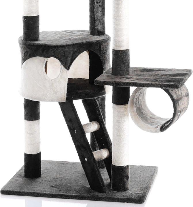 Actual product image Wiltec Cat Tree Scratching Post Climbing Tree 240-260cm in Black/White with Caves, Hammocks and Platforms (260 cm, Black and white)