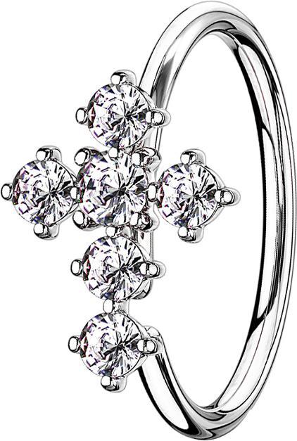 Star Piercing Micro Piercing Ring silber Kreuz silber (Messing)