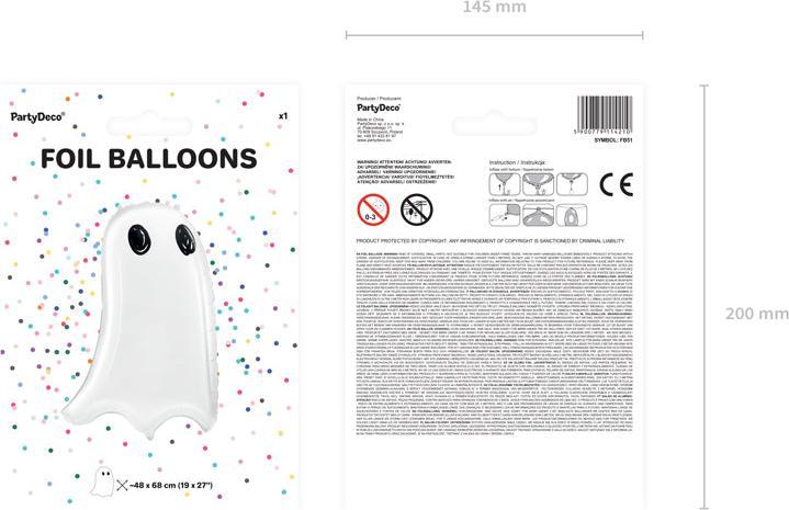 Produktbild Partydeco Folienballon Geist Jumbo - leer (1 x)
