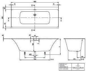 Actual product image Villeroy & Boch V&B built-in bath SUBWAY 3.0 DUO R-eck1800x800mm white (180 cm, 80 cm)