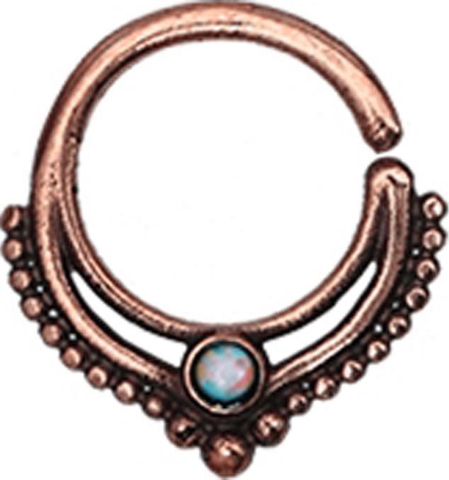Star Piercing Micro Piercing Ring rosegold Kugelrand mit Opal weiss (ohne Messing, Bronze)